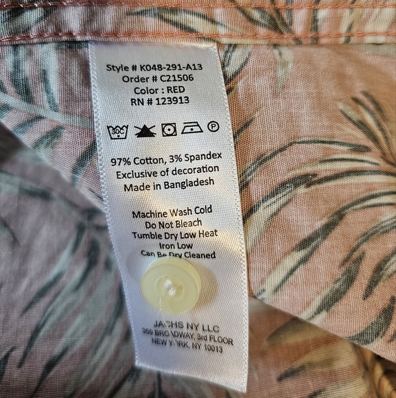 JACHS New York Men's Pink Red Tropical Hawaiian Short Sleeve Button-Up Shirt, S - Picture 7 of 9